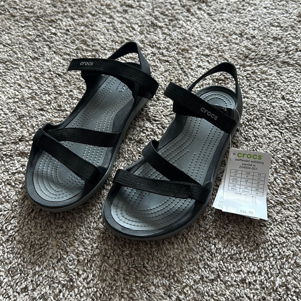 Crocs women’s sandals, Strappy, NWT, swiftwater webbing